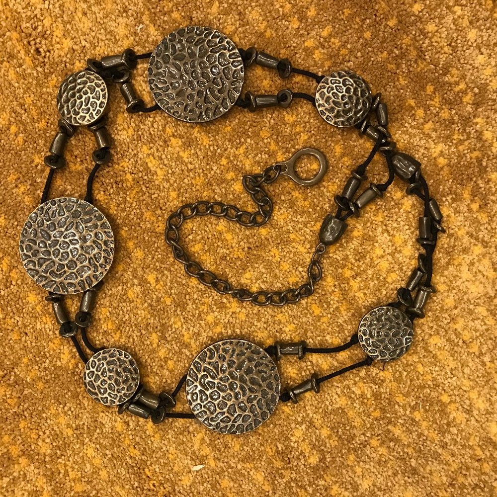 Bronze Chained Belt with Hammered Metal